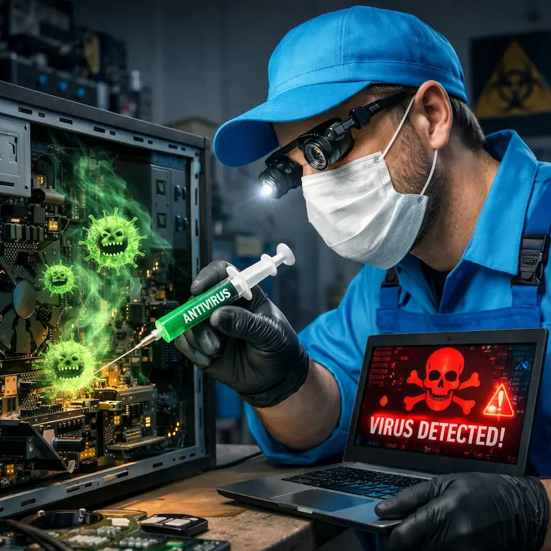 Лечение компьютера от вирусов в Балахне на дому